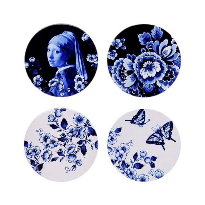 Coasters Day & Night Set - Delft Blue (4 pieces)