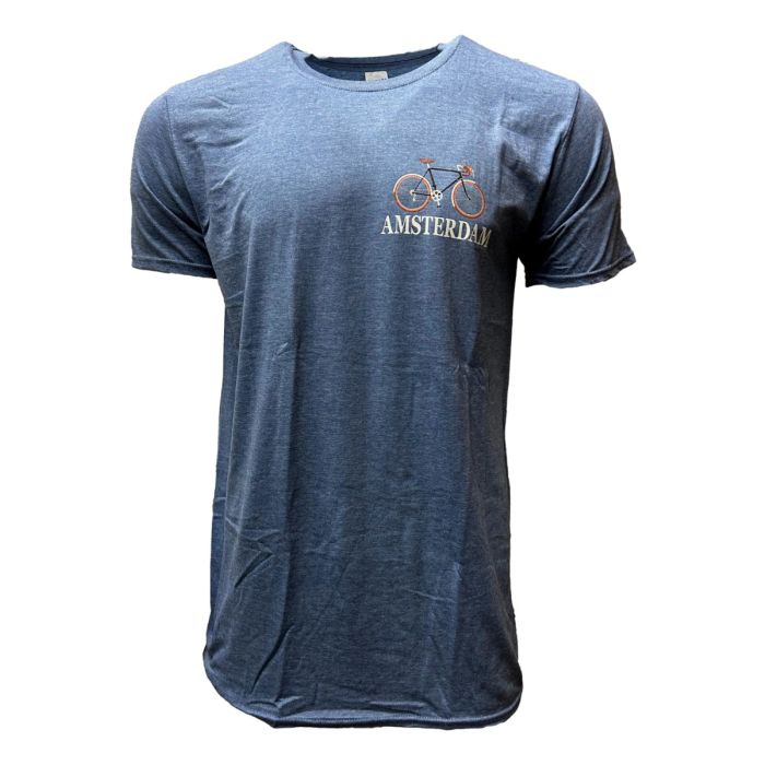 T-Shirt Fietsen Amsterdam Blauw