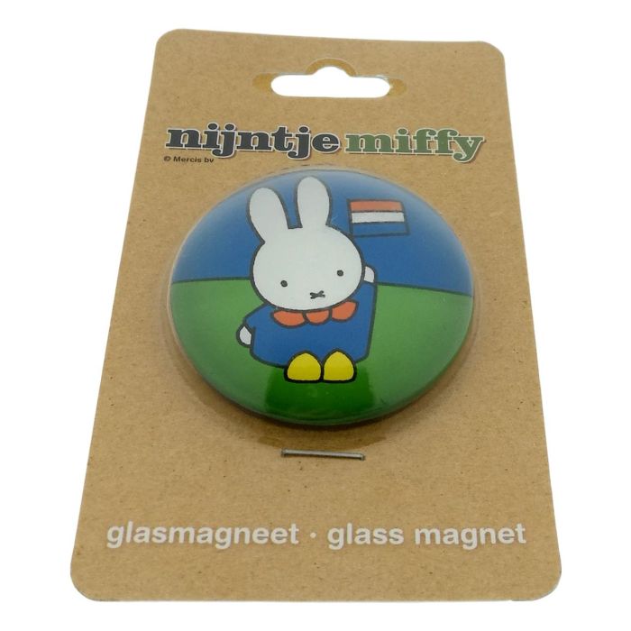 Glass magnet XL Miffy with Flag