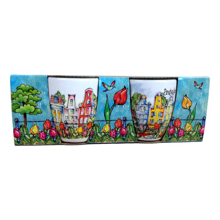 Cadeauset 2 Espresso koppen "Groetjes van Amsterdam"