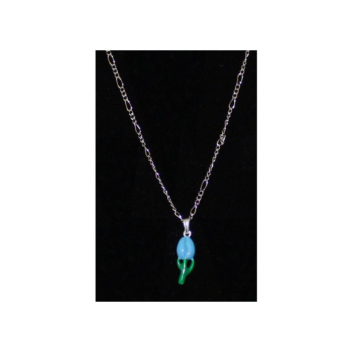 Halsketting met blauw tulpje 