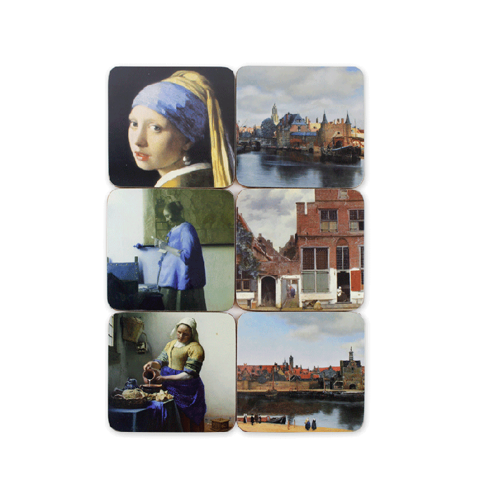 Onderzetters Meesterwerken van Vermeer, set van 6 