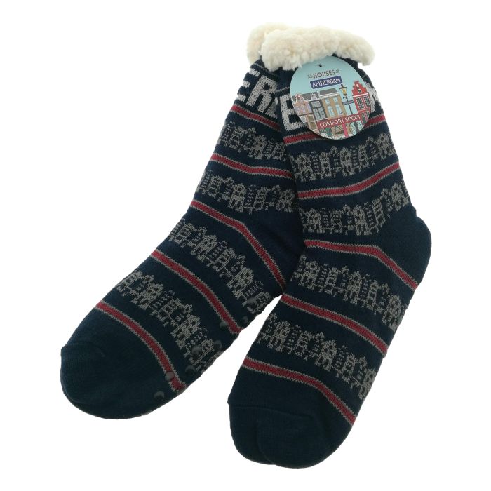 Comfort Sokken "Houses of Amsterdam Blauw"