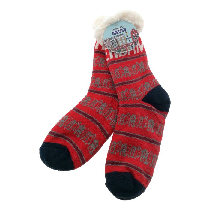 Comfort Sokken "Houses of Amsterdam Rood"