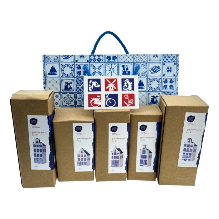 Gift Set Delft Blue Ceramic Houses