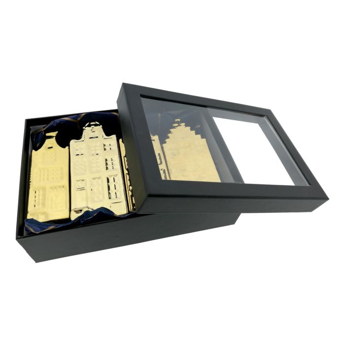 Gold-colored Canal Houses Set in Gift Box
