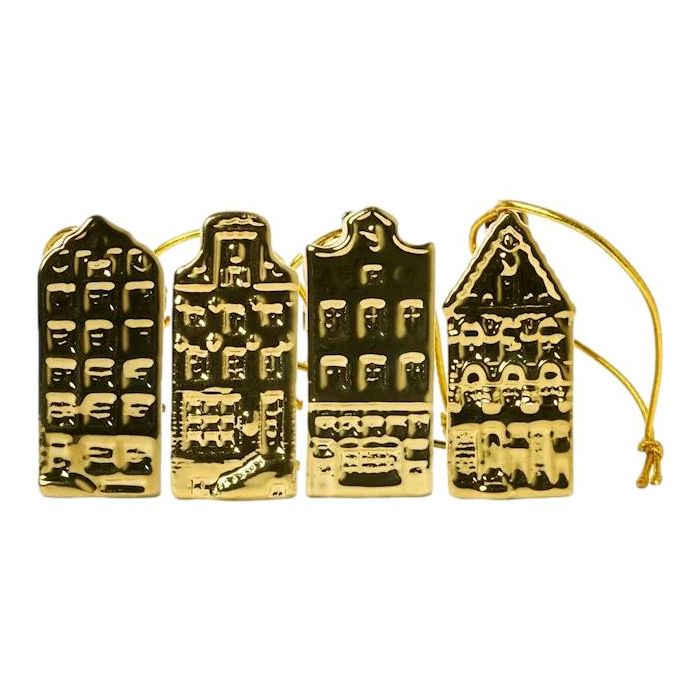 Christmas Ornaments Golden Houses Mini