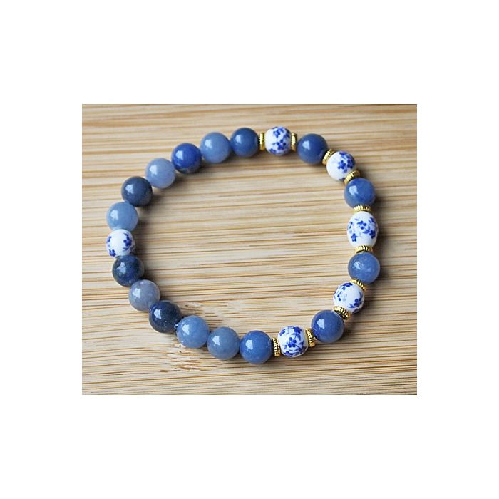 Armband Aventurijn blauw met delftsblauwe kralen