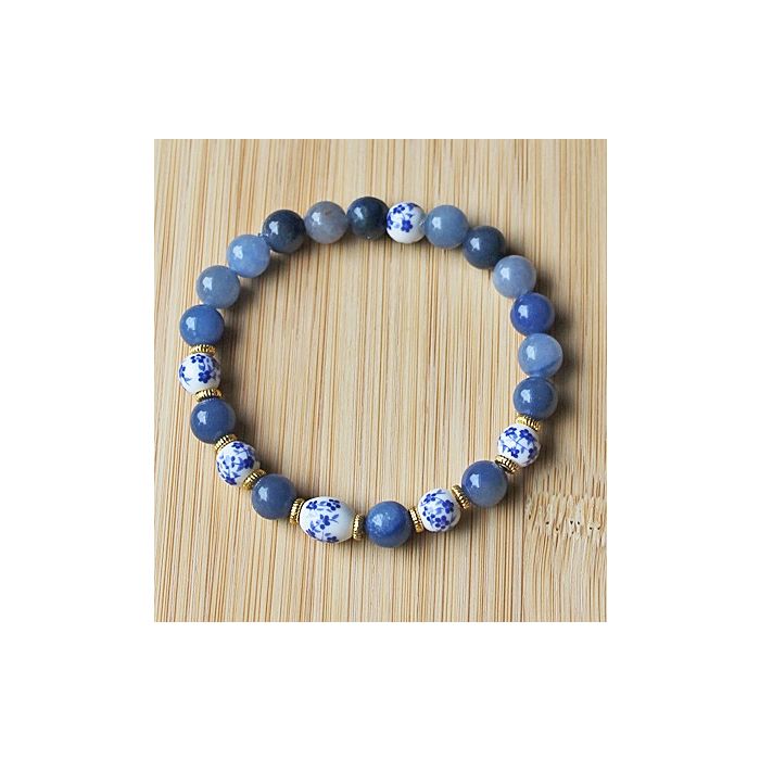 Armband Aventurijn blauw met delftsblauwe kralen