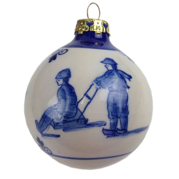 Kerstbal Delfts blauw Kinderspel slee