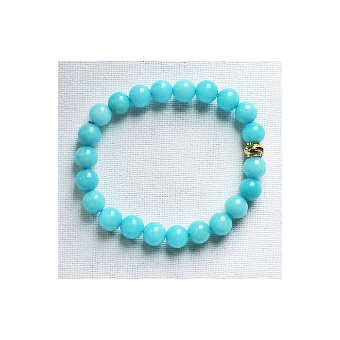 Jade bracelet 8mm aquamarine colored jade beads.