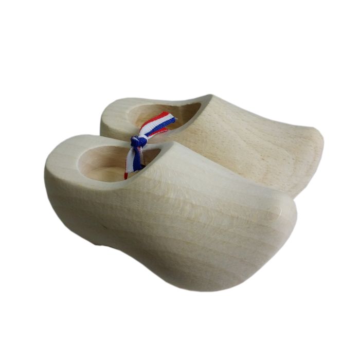 Pair of wooden clogs with ribbon, 8cm