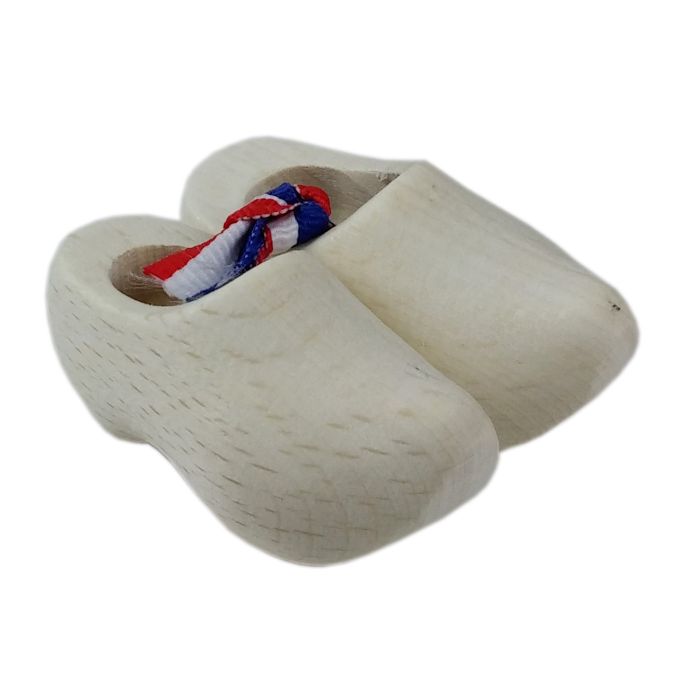 Pair of wooden clogs with ribbon, 5cm