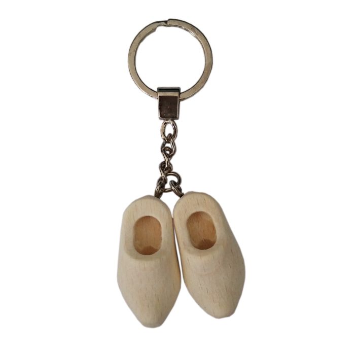 Sleutelhanger 2 blanke houten klompjes 