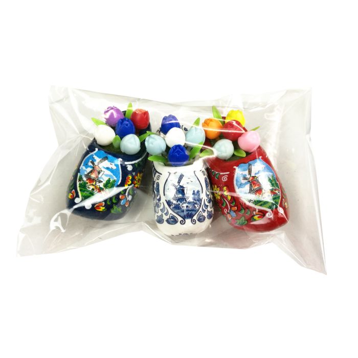 Bag with 3 tulip clog magnets