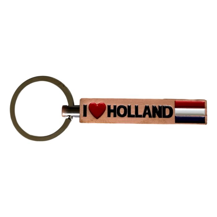 Sleutelhanger / opener "I Love Holland" , koperkleurig
