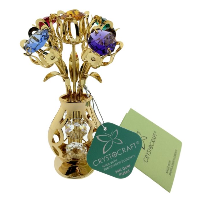 5 Tulpen in vaas, gekleurd, met Swarovski kristallen