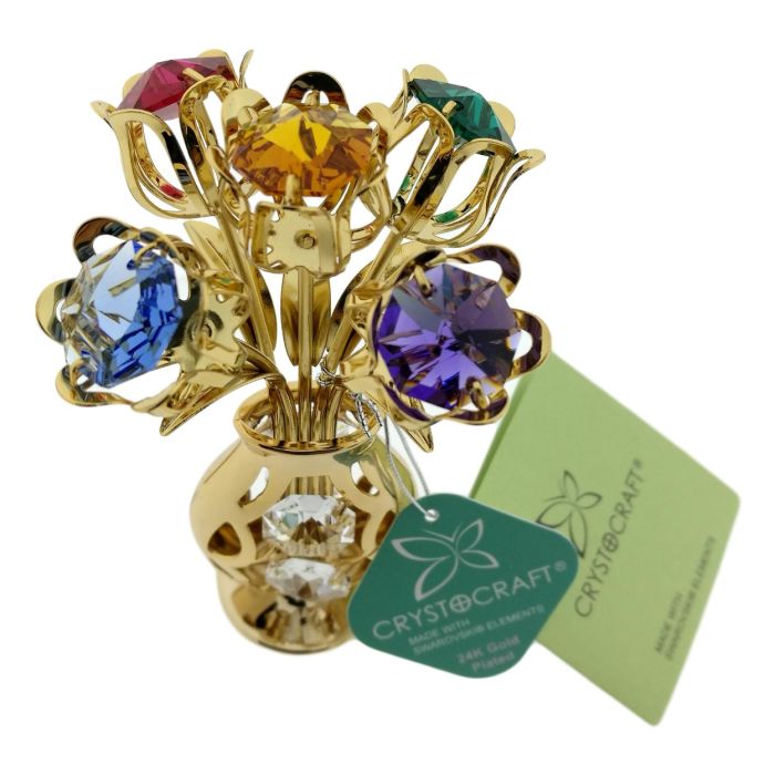 5 Tulpen in vaas, gekleurd, met Swarovski kristallen