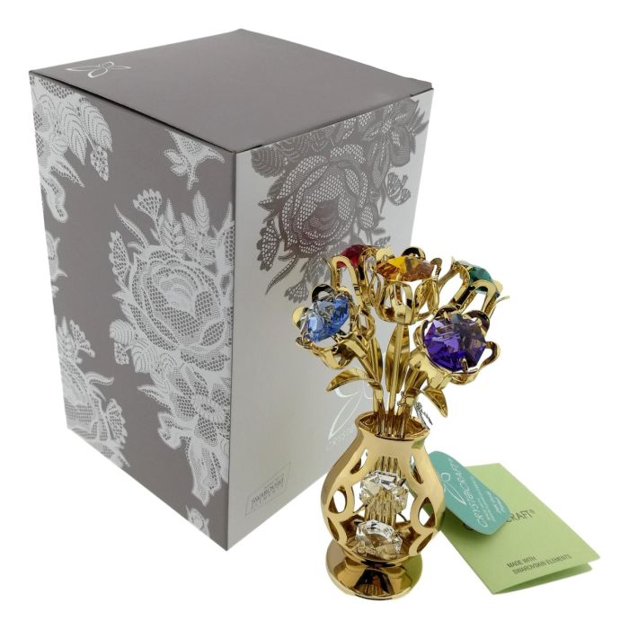5 Tulpen in vaas, gekleurd, met Swarovski kristallen