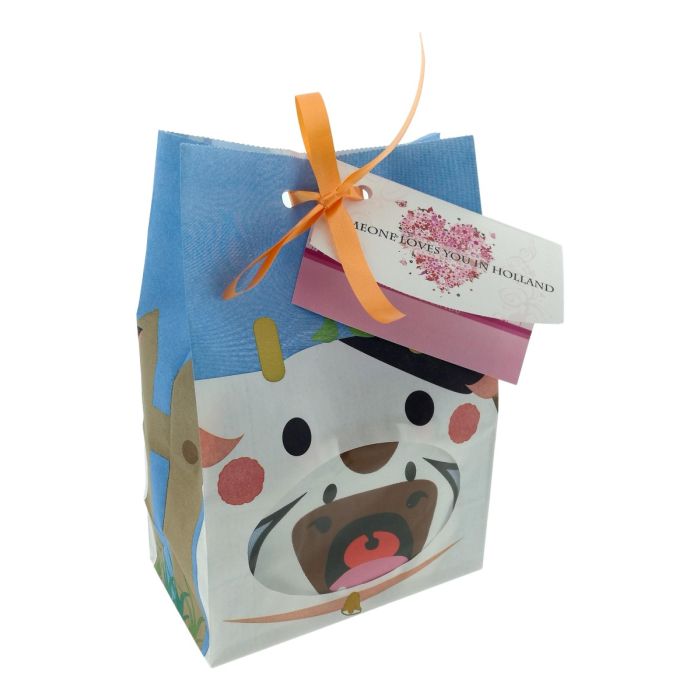 Baby Romper "Lachende Koe - Blauw" - in cadeautasje