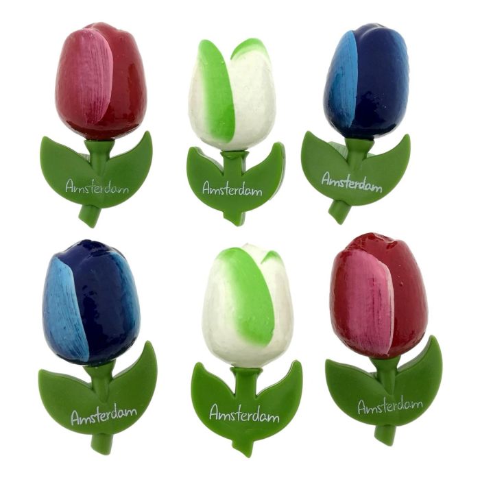 Set of 6 tulip "Red / White / Blue" Amsterdam magnets