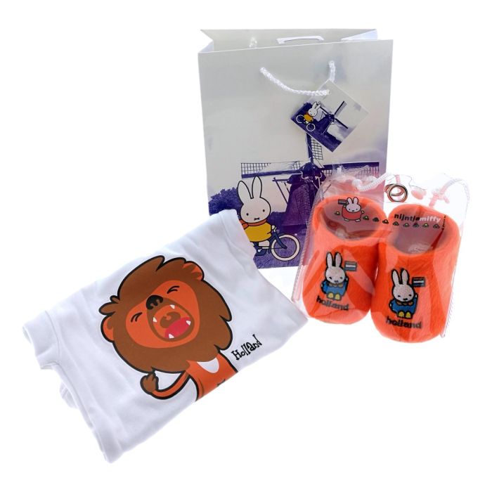 Baby Romper "Witte Leeuw" Cadeauset met slofjes