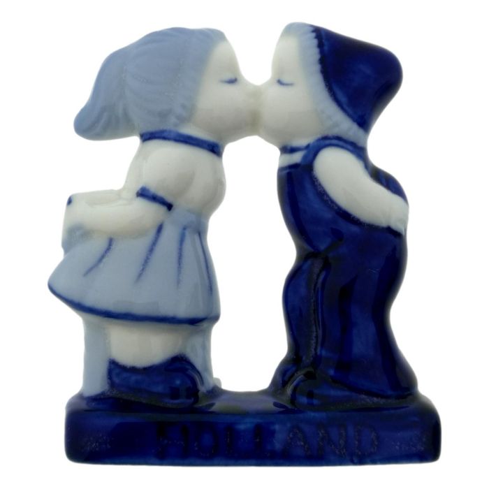 Koelkastmagneet kussend paar Delfts blauw