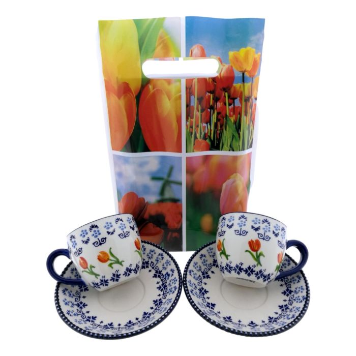 Tulpen Kop en Schotel Oranje cadeau set