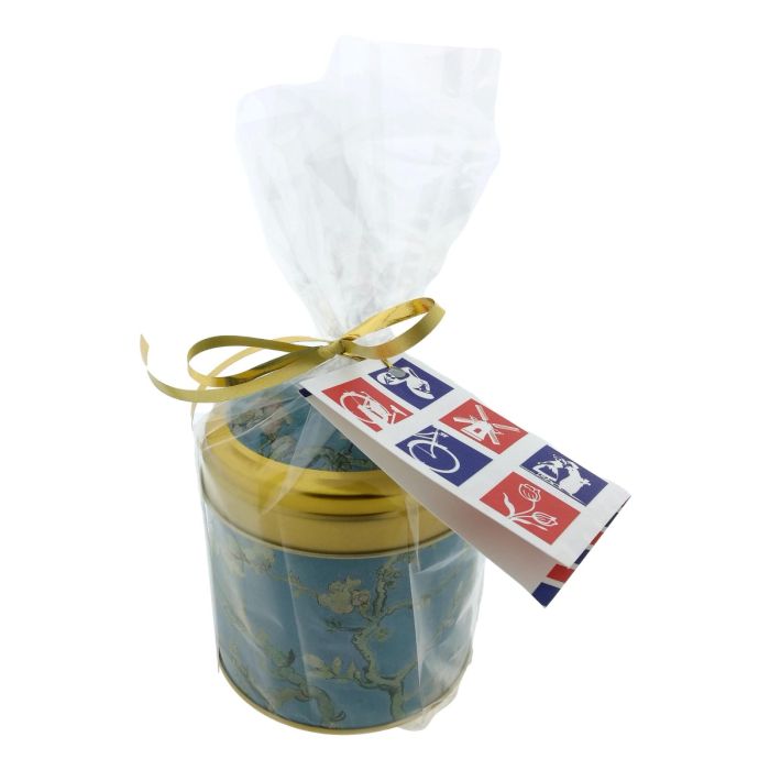 Stroopwafels in Van Gogh Amandelbloesem blikje, cadeau verpakt