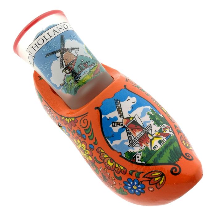 Oranje Klompje met Borrelglas, geschenkverpakt