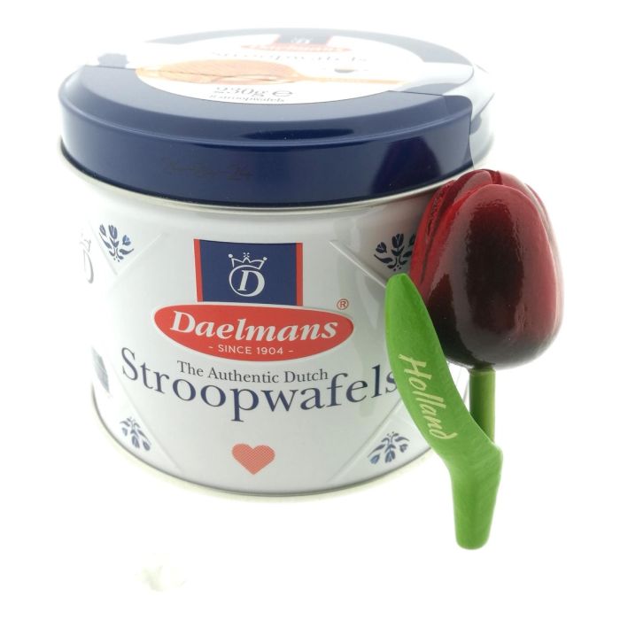 Stroopwafels met Rode Tulp Magneet "Holland"