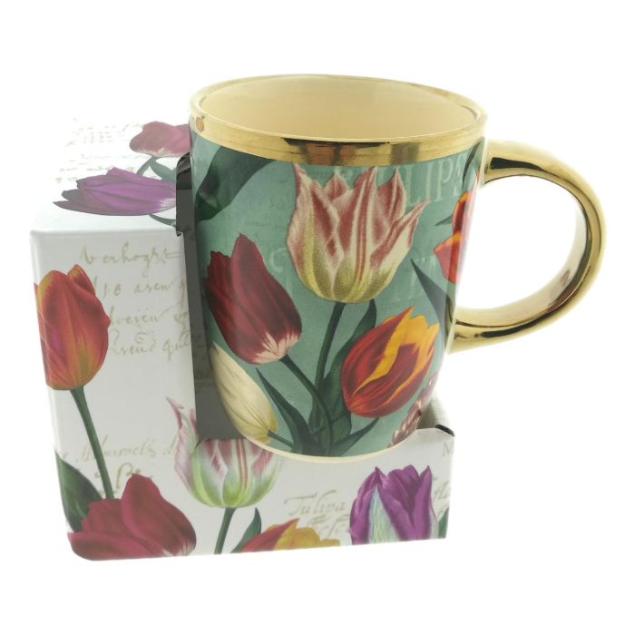 Beker Pretty Tulips groen/goud klein