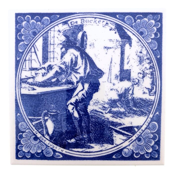 Delft blue tile - Baker, 15 cm