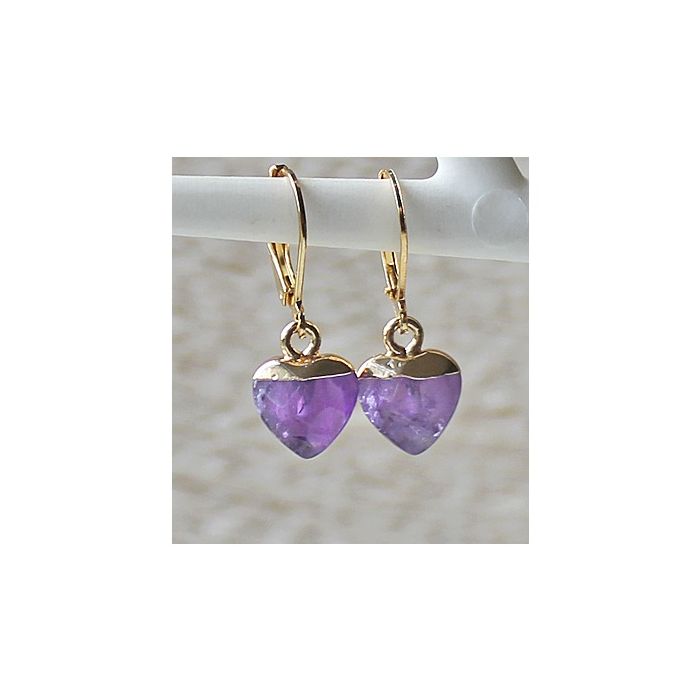 Facetted amethyst earrings with stainless steel goldplated rings