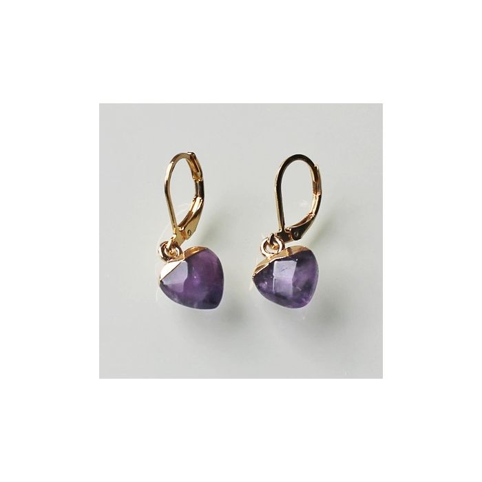 Facetted amethyst earrings with stainless steel goldplated rings