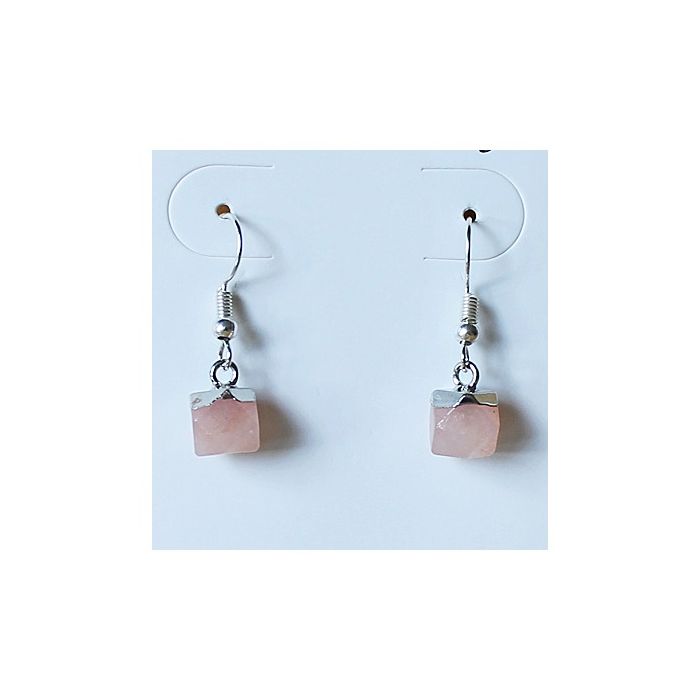Rose quartz hexagon facetted earrings