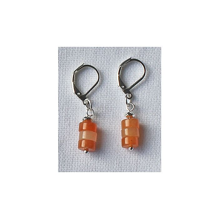 Orange aventurine earrings, 3x5mm discs