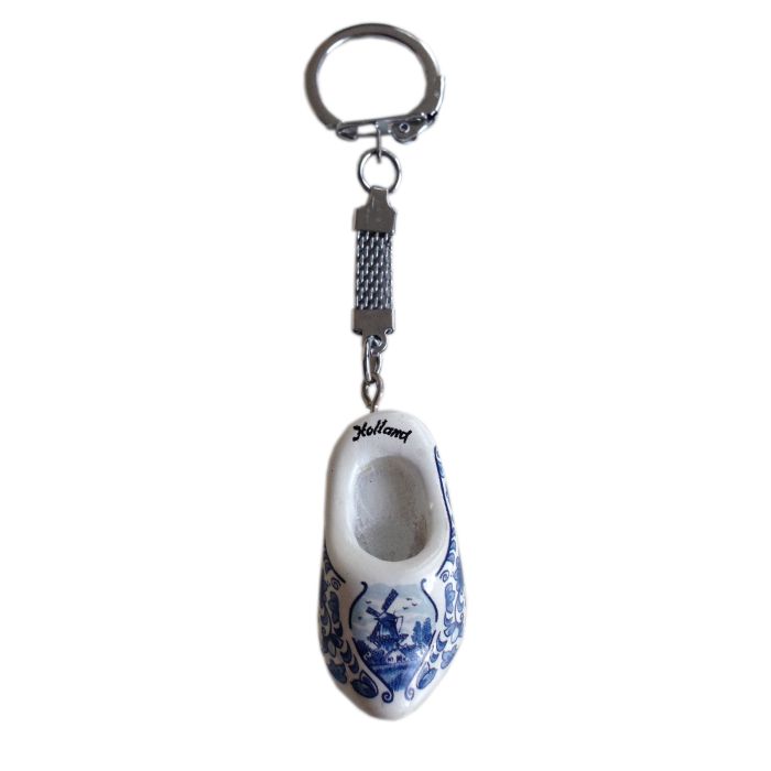 Sleutelhanger 1 delftsblauw houten klompje