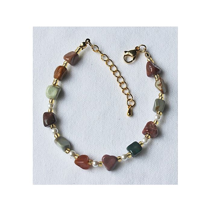 Bracelet Alashan Agate with shell pearls