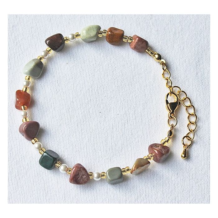Bracelet Alashan Agate with shell pearls