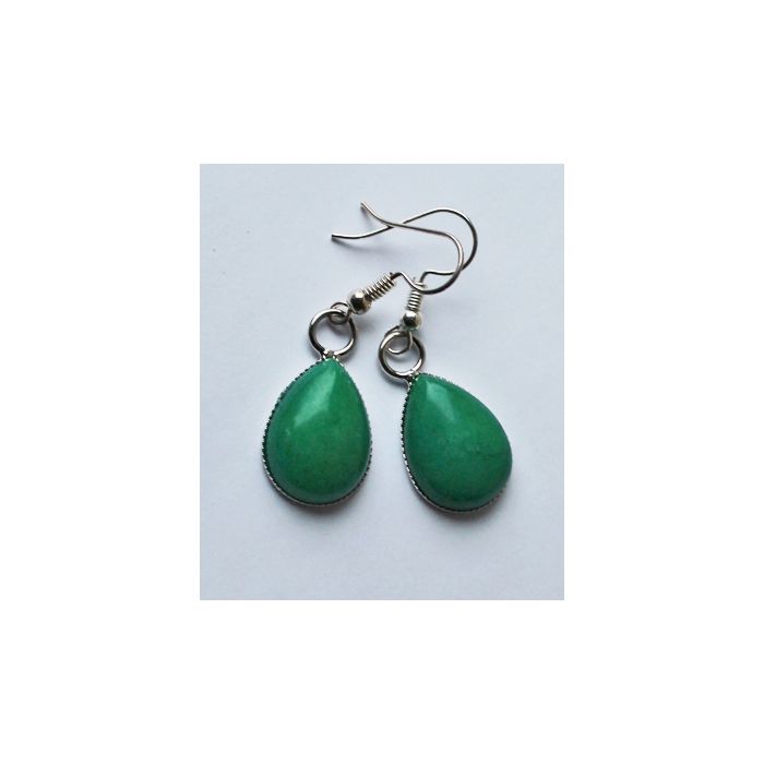 Set green Jade drop earrings 18x13mm