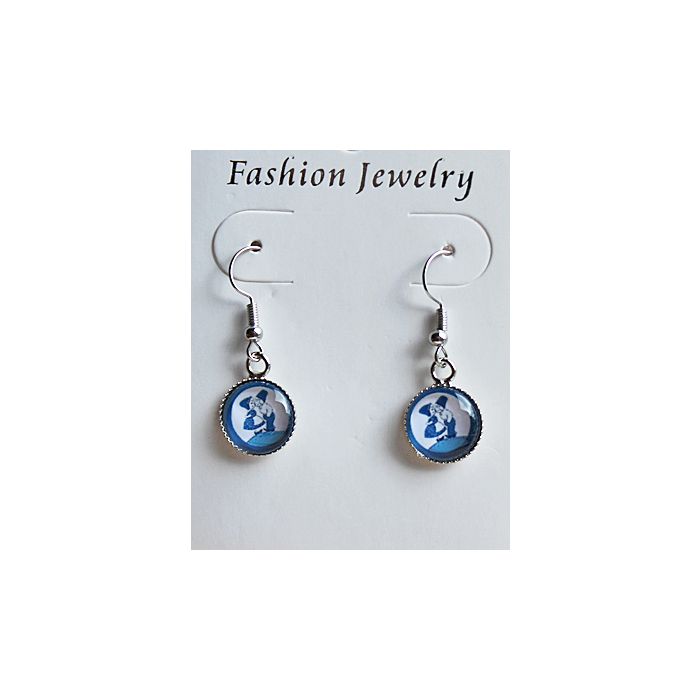 Oorbellen kussend paartje delftsblauw