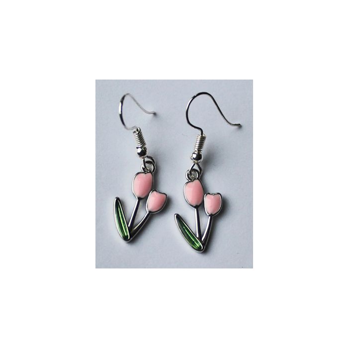 Set earrrings pink tulips