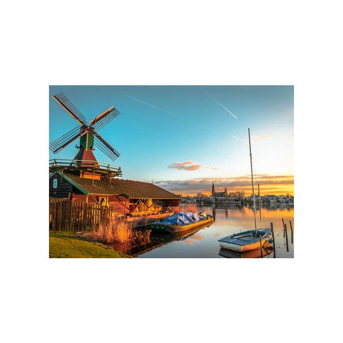 3D Ansichtkaart Zaanse Schans, Molen bij zonsopgang