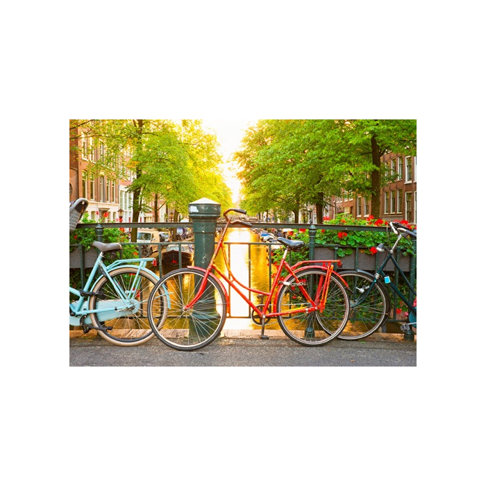 3D Ansichtkaart Fietsen op Brug , Amsterdam