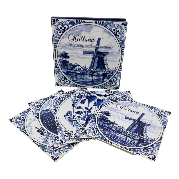 Holland Wenskaarten Set - Delfts Blauw Design
