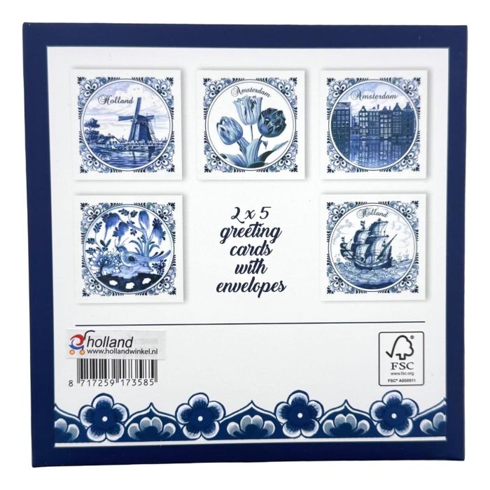 Holland Wenskaarten Set - Delfts Blauw Design
