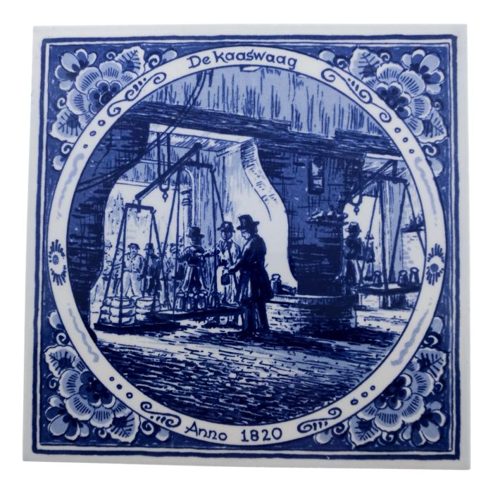 Delft blue tile - Cheese venture, 15 cm