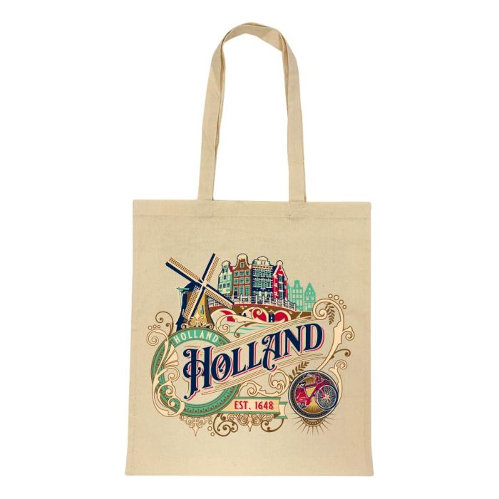 Katoenen Tas "Holland Ornaments Wit"