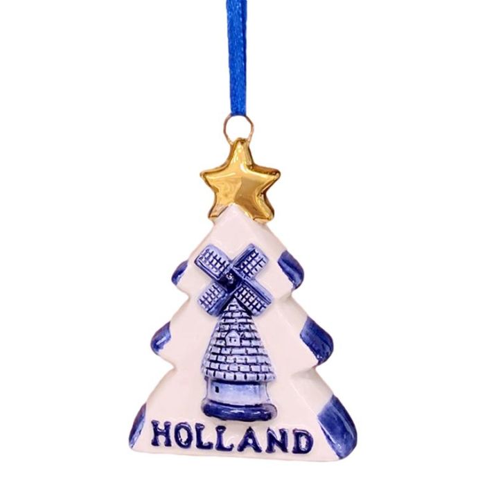 Delft Blue Ceramic Christmas Tree Pendant